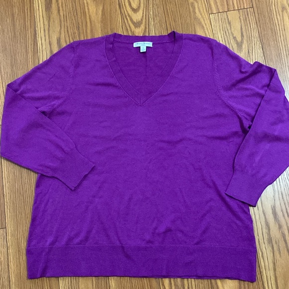 Studio Works women’s ribbed V-neck purple sweater long sleeves plus size 1X - Picture 12 of 12